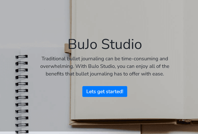 screenshot of bujo studio website