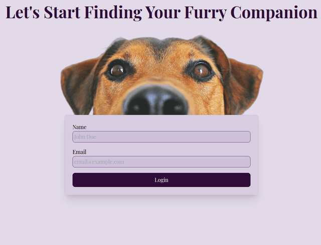 preview of dog search app