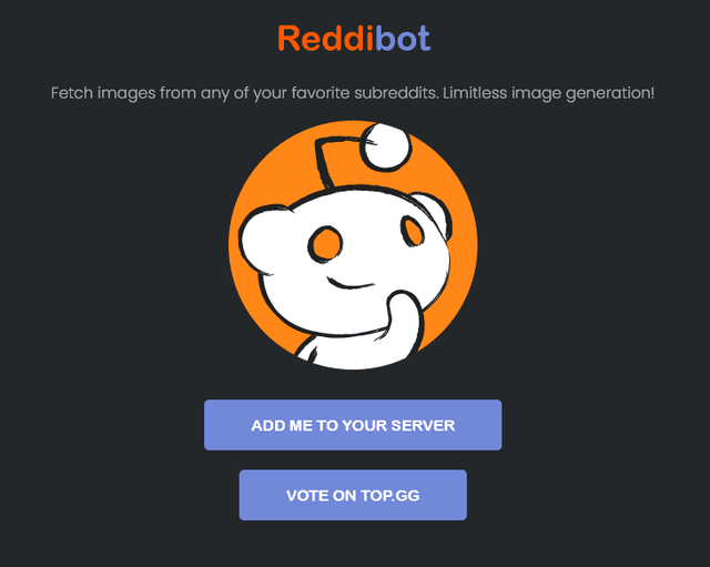 screenshot of Reddibot website